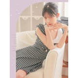 襟付き千鳥格子柄Aラインフレアミニドレス 韓国ドレス ガーリードレス | Tika | 詳細画像2
