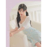 レース×ツイード裾フリルAラインフレアミニドレス 韓国ドレス ガーリードレス | Tika | 詳細画像2