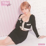 ウエストカットニット×スパンコールタイトミニドレス 韓国ドレス セクシードレス | Tika | 詳細画像1 