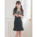 チェック×襟デザインドロスト風タイトミニドレス 韓国ドレス 袖あり | Tika | 詳細画像4