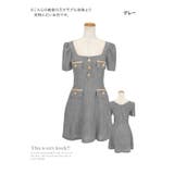 ゴールドチェーン裾プリーツ風スクエアネックフレアミニドレス 韓国ドレス | Tika | 詳細画像8