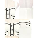 バイカラー×同色ボタンタイトミニドレス 韓国ドレス ガーリードレス | Tika | 詳細画像14 