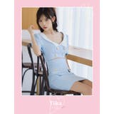 ウエストカットパフスリーブタイトミニドレス 韓国ドレス ガーリードレス | Tika | 詳細画像1