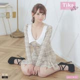 ベージュ | ウエストカットチェック幅広カラータイトミニドレス 韓国ドレス セクシー | Tika