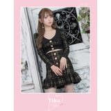 ウエストカットチェック幅広カラータイトミニドレス 韓国ドレス セクシー | Tika | 詳細画像6