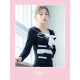 ネックリボンパイピングレースセーラー風ミニドレス 韓国ドレス ガーリードレス | Tika | 詳細画像1