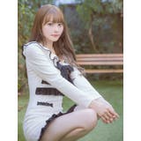 ネックリボンパイピングレースセーラー風ミニドレス 韓国ドレス ガーリードレス | Tika | 詳細画像8