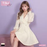 アイボリー | Aライン×ウエストマークレトロチックワンピース 韓国ドレス ガーリードレス | Tika
