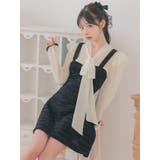 サロペット風ドッキング異素材MIXフレアミニドレス 韓国ドレス ガーリードレス | Tika | 詳細画像3 