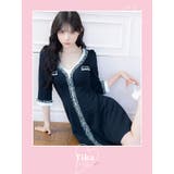 ツイードパイピングAラインフレアミニドレス 韓国ドレス ガーリードレス | Tika | 詳細画像1