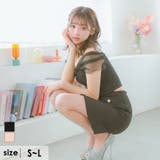 ブラック | チュールショルダー×パールボタンセットアップフレアミニドレス ガーリードレス | Tika