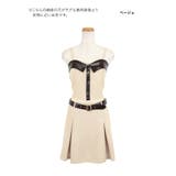 ベージュ | Tika フェイクレザー切替セットアップフレアミニドレス ガーリードレス | Tika