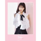 オープンショルダーフリルブラウス×プリーツスカートセットアップ 韓国ドレス | Tika | 詳細画像1