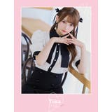 ネックリボンテイストモノトーンフェミニンセットアップ 韓国ドレス ミニドレス | Tika | 詳細画像2