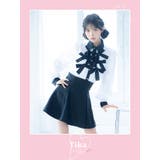 リボンデザインモノトーンブラウス×スカンツセットアップミニドレス 韓国ドレス | Tika | 詳細画像2