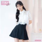 フラワーレースブラウス&スカンツセットアップミニドレス 韓国ドレス ガーリードレス | Tika | 詳細画像1