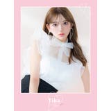 フリルシアーボウタイシャツ&スカンツセットアップミニドレス 韓国ドレス | Tika | 詳細画像2