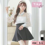 ホワイト×ブラック | シアーブラウススカパン韓国セットアップ ブラウス キャミソール | Tika