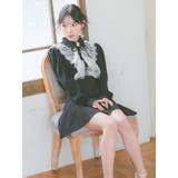 カメオブローチ付き刺繍レースブラウス×キュロットセットアップフレアミニドレス | Tika | 詳細画像7