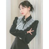 カメオブローチ付き刺繍レースブラウス×キュロットセットアップフレアミニドレス | Tika | 詳細画像9