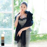 ブラック | バックファーフリンジニットショール アウター ソフトニット | Tika