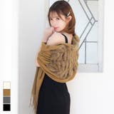 キャメル | バックファーフリンジニットショール アウター ソフトニット | Tika