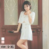 ホワイト | ミニ丈トップス×センタープリーツスカートセットアップドレス ガーリードレス 袖あり | Tika