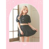シンプルワンカラーパフスリーブセットアップミニドレス ガーリードレス 袖あり | Tika | 詳細画像1