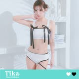 サテンリボンパイピング×レースアップコードタンキニ ガーリースイムウェア | Tika | 詳細画像1