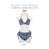 サイドレースアップデニムデザイン三角ビキニ セクシースイムウェア リゾート水着 | Tika | 詳細画像6