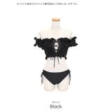 レースアップフリルギャザーオフショルビキニ ガーリースイムウェア 水着 | Tika | 詳細画像9 
