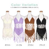メッシュフリンジペプラムニット重ね着ビキニ リゾートスイムウェア 重ね着水着 | Tika | 詳細画像6