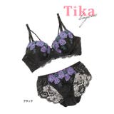 フラワー刺繍×レースポイントビジューブラ&ショーツセット 勝負下着 エロかわ下着 | Tika | 詳細画像6