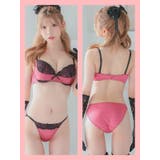サテン×ブラックレースリボンブラ&ショーツセット 勝負下着 セクシーランジェリー | Tika | 詳細画像5