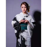 モノトーン×牡丹柄浴衣3点セット 平帯 下駄 | Tika | 詳細画像4