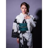 モノトーン×牡丹柄浴衣3点セット 平帯 下駄 | Tika | 詳細画像6