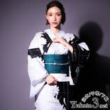モノトーン×牡丹柄浴衣3点セット 平帯 下駄 | Tika | 詳細画像1