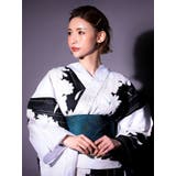 モノトーン×牡丹柄浴衣3点セット 平帯 下駄 | Tika | 詳細画像3