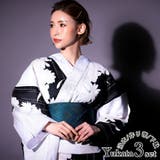モノトーン×牡丹柄浴衣3点セット 作り帯 下駄 | Tika | 詳細画像1