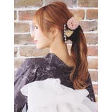 下がりビジュー×ニュアンスカラーフラワーヘアアクセサリー3点セット 浴衣小物 | Tika | 詳細画像1