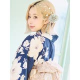 下がりビジュー×ニュアンスカラーフラワーヘアアクセサリー3点セット 浴衣小物 | Tika | 詳細画像3