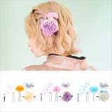 パープルセット | 下がりフラワー×バタフライクリップヘアアクセサリー5点セット 浴衣小物 Uピン | Tika