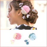 ピンク | ボリュームフラワー×しだれ花ヘアクリップ 浴衣小物 浴衣アクセサリー | Tika
