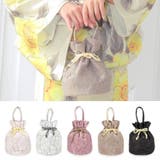 モカ×モカ | 総レース巾着バッグ 浴衣小物 ハンドバッグ | Tika