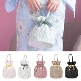 ホワイト×ブルー | 総レース巾着バッグ 浴衣小物 ハンドバッグ | Tika