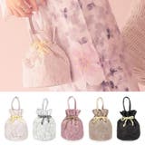 ホワイト×ピンク | 総レース巾着バッグ 浴衣小物 ハンドバッグ | Tika