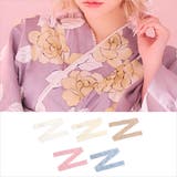ホワイト | フラワー総レース×縁取りパール飾りつけ衿 重ね衿 浴衣小物 | Tika