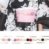 ピンク | 3連ぷっくりちりめんフラワー飾り帯紐 浴衣小物 飾り帯 | Tika