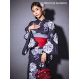 濃紺×多種グラデーションフラワー浴衣3点セット 作り帯 下駄 | Tika | 詳細画像3 