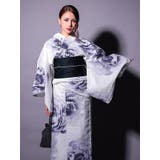 グラデーション大輪白牡丹柄モノトーン浴衣3点セット 平帯 下駄 | Tika | 詳細画像5 